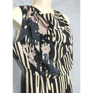 Noa Noa Silk Blend Maxi Dress XS Vintage Striped Lavender Flowers Easy Elegance